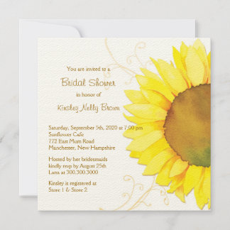 Invitation Tournesol Jaune & Fête des mariées Florale