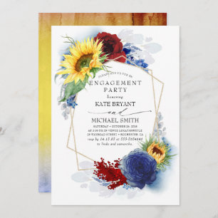 Invitation Tournesol Jaune Fête Romantique d'Engagement Autom