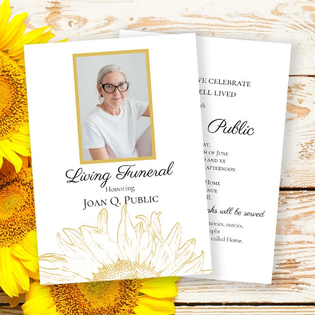 Invitation Tournesol Jaune Graphisme Vie Funéraire Fête (Créateur téléchargé)