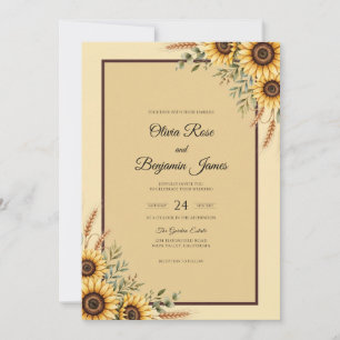 Invitation Tournesol Jaune Mariage Eucalyptus Campagne