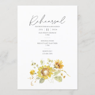 Invitation Tournesol Jaune Rustique Mariage