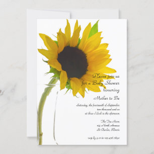 Invitation Tournesol jaune sur Baby shower blanc