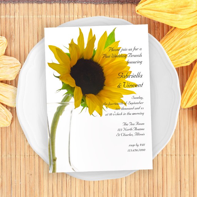 Invitation Tournesol Jaune sur Brunch de Mariage au Poteau Bl (Créateur téléchargé)