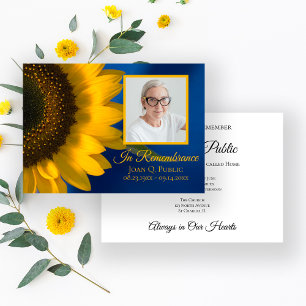 Invitation Tournesol jaune sur l'anniversaire de la mort bleu