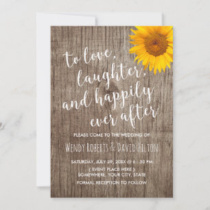 Invitation Tournesol Joyeux Jamais Après Rustique Mariage Boi