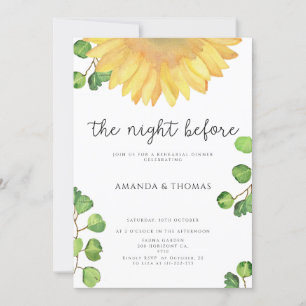 Invitation Tournesol la nuit avant le dîner de répétition