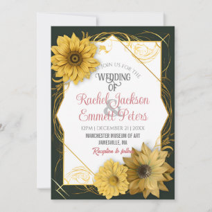 Invitation Tournesol Mariage Couleur douce Personnaliser Gold