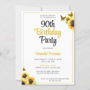 Invitation Tournesol minimal 90e anniversaire