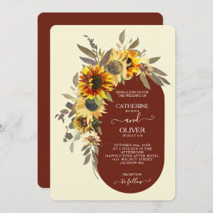 Invitation Tournesol moderne Brown Mariage de automne de crèm