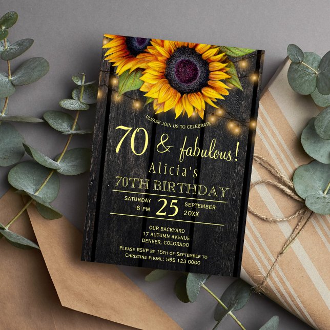 Invitation Tournesol or pays grange bois soixante-dix fabuleu (Créateur téléchargé)