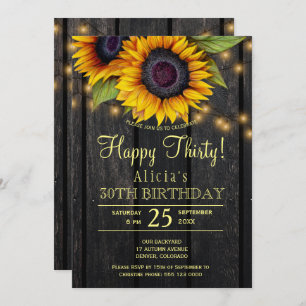 Invitation Tournesol or pays grange bois trente anniversaire