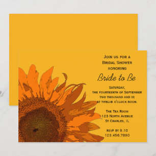 Invitation Tournesol orange sur Fête des mariées jaune