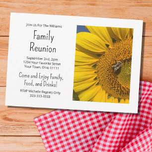 Invitation Tournesol Photo Summer Family Réunion Barbecue