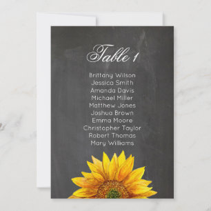 Invitation Tournesol. Plan de table de mariage floral sur tab