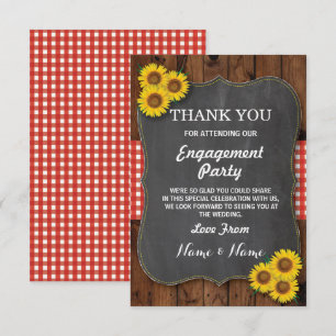 Invitation Tournesol Rouge Merci Mariage Bois