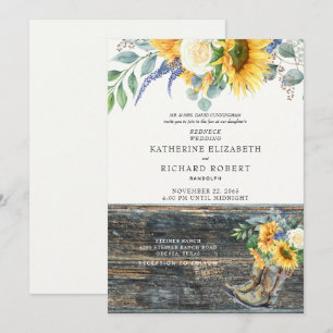 Invitation Tournesol rustique
