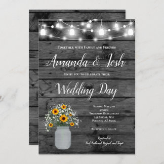 Invitation Tournesol Rustique Baby Respire Mason Jar Mariage