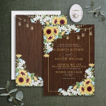 Invitation Tournesol Rustique Bleu Dusty Mariage à<br><div class="desc">Créez le faire-part de mariage traditionnel parfait avec ce tournesol chaud, tendance, jaune et bleu poussiéreux aquarelle design floral avec typographie manuscrite en écriture, et un arrière - plan en bois de grange et lampes à cordes. Voir toute la collection ici : https://www.zazzle.com/collections/rustic_wood_sunflower_dusty_blue_floral_wedding-119827219260745920 Contacter le concepteur pour faire correspondre les...</div>