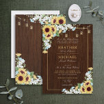 Invitation Tournesol Rustique Bleu Dusty Mariage à<br><div class="desc">Créez le faire-part de mariage traditionnel parfait avec ce tournesol chaud, tendance, jaune et bleu poussiéreux aquarelle design floral avec typographie manuscrite en écriture, et un arrière - plan en bois de grange et lampes à cordes. Voir toute la collection ici : https://www.zazzle.com/collections/rustic_wood_sunflower_dusty_blue_floral_wedding-119827219260745920 Contacter le concepteur pour faire correspondre les...</div>
