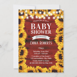 Invitation Tournesol rustique Cadre Floral Baby shower de la 