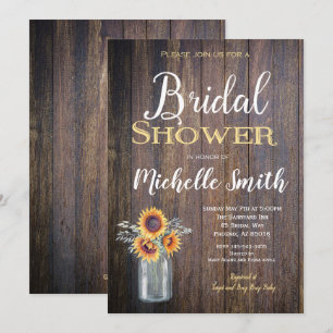 Invitation Tournesol Rustique Douche nuptiale Invitation, Rus