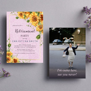 Invitation Tournesol rustique Élégante fête de retraite d'été