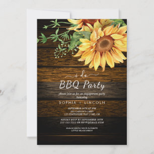 Invitation Tournesol rustique et bois "Je fais du BBQ" séance