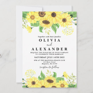 Invitation Tournesol Rustique et mariage élégant