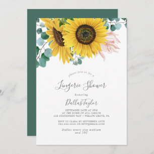 Invitation Tournesol rustique Eucalyptus Lingerie Douche