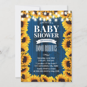 Invitation Tournesol rustique Floral Marine Baby shower à Gra