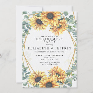 Invitation Tournesol Rustique Gold Engagement Party
