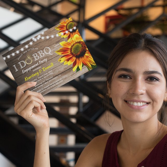 Invitation Tournesol Rustique 'I Do BBQ' | Fête de Fiançaille (Créateur téléchargé)