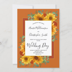 Invitation Tournesol Rustique Mariage campagnard Rose