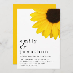 Invitation Tournesol rustique Mariage de typographie moderne