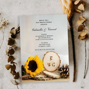 Invitation Tournesol rustique Natural Woods Post Mariage Brun