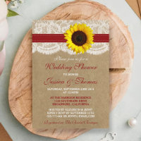 Tournesol Rustique Sur Kraft & Wedding shower Dent