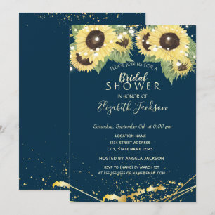 Invitation Tournesol,s, Guirlande Lumineuse, Doré Baby Showe