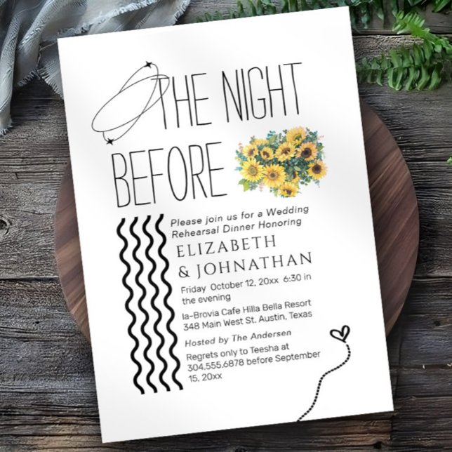 Invitation Tournesol Script Minimal La Nuit Avant (Créateur téléchargé)