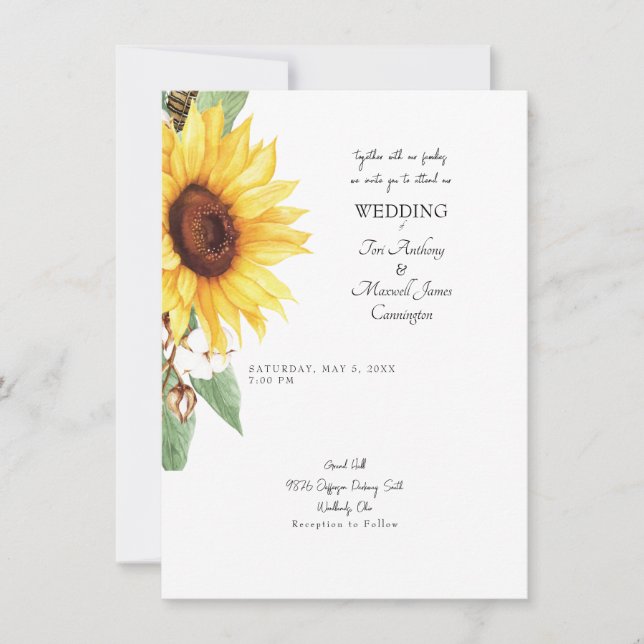 Invitation Tournesol Simple Ensemble avec nos familles Invita (Devant)