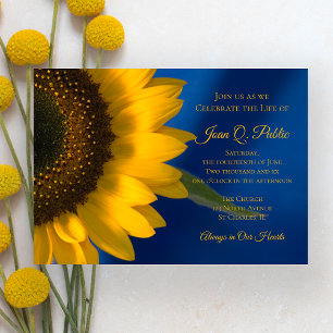 Invitation Tournesol sur Blue Celebration of Life Memorial
