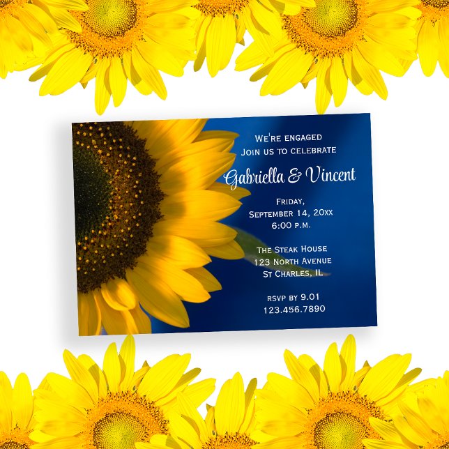 Invitation Tournesol sur Blue Engagement Party (Créateur téléchargé)