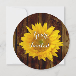 Invitation Tournesol Vintage Grange Bois Pays Anniversaire/Fê