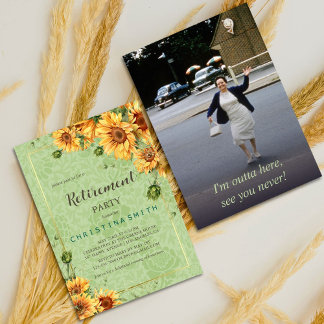 Invitation Tournesol Vintage Jardin Aquarelle Retrait