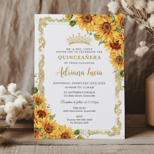 Invitation Tournesol vintage Jaune Floral Quinceañera