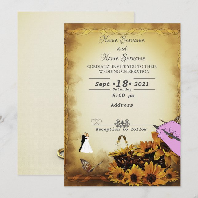 Invitation Tournesols (Devant / Derrière)