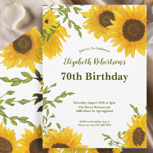 Invitation Tournesols aquarelle 70e anniversaire femme