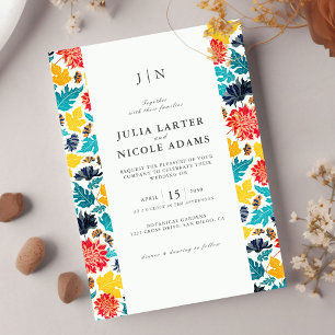 Invitation Tournesols Aquarelle Bleu Jaune Photo Mariage