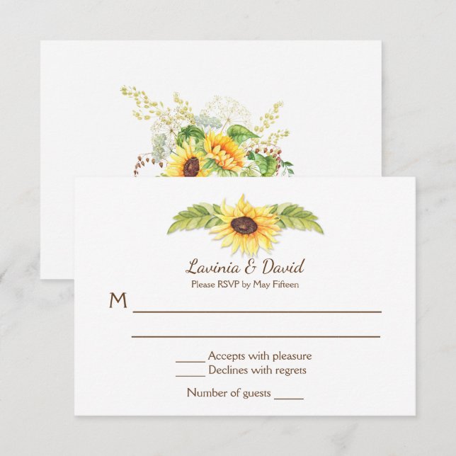 Invitation Tournesols aquarelle rustique crâne de longhorn RS (Devant / Derrière)