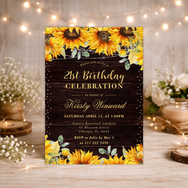 Invitation Tournesols Aquarelle Rustiques Anniversaire (Créateur téléchargé)