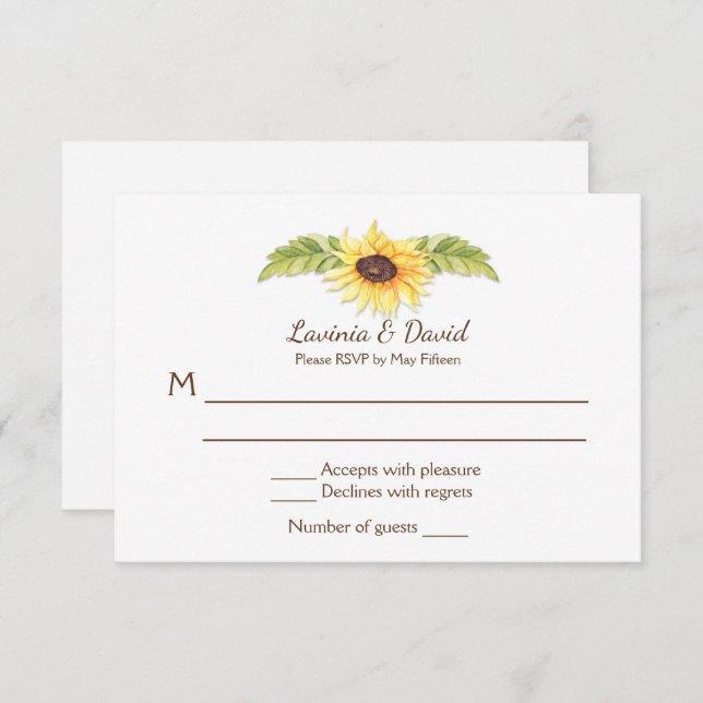 Invitation Tournesols aquarelle rustiques Crâne de Longhorn R (Devant / Derrière)